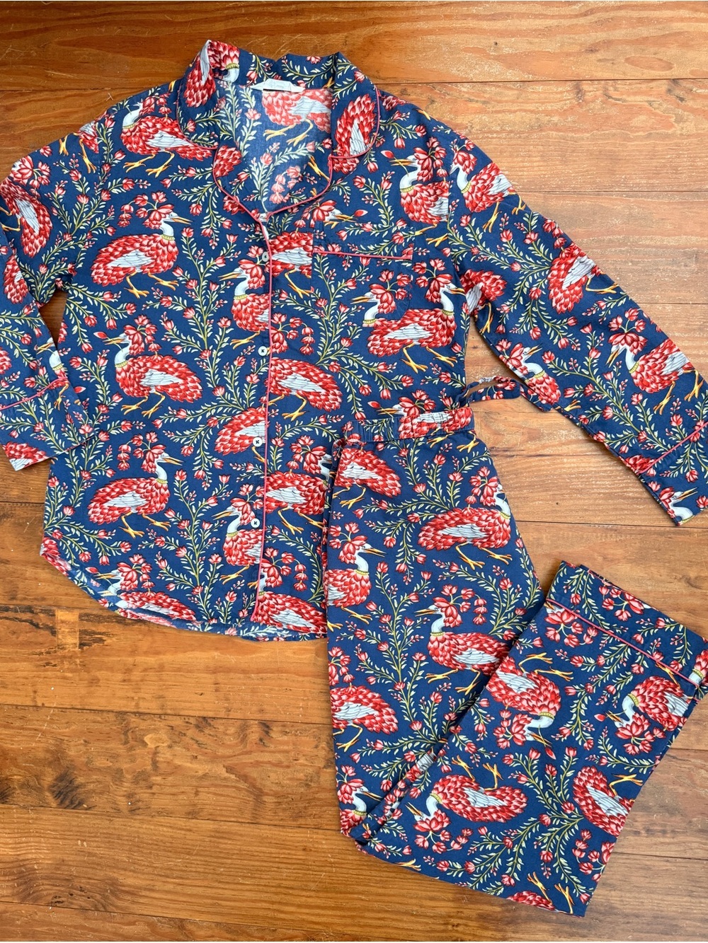 Printfresh Cobalt Queen Cotton Pajama Set - Women's Size Small